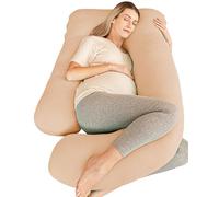 Cute Castle Cooling Cover Pregnancy Pillows, Soft U-Shape Maternity Pillow with Removable Cover - Full Body Pillows for Adults Sleeping - Pregnancy Must Haves - Jumbo 57 Inch - Brown
