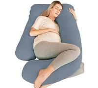 Cute Castle Cooling Cover Pregnancy Pillows, Soft U-Shape Maternity Pillow with Removable Cover - Full Body Pillows for Adults Sleeping - Pregnancy Must Haves - Jumbo 57 Inch - Grey