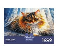 Cute Cat 1000 Pc Puzzles for Adults Kids - Maine Coon Sunlit Steps Jigsaw Puzzle Educational Game Challenge Wall Decoration70x50cm/1000pcs