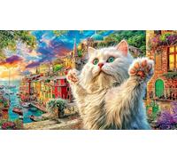 cute-cat 1000 Piece Adult Jigsaws Fun Present & Activity for Home Educational Game Challenge Challenging Puzzles for Women, Gifts for Men 38x26/1000pcs