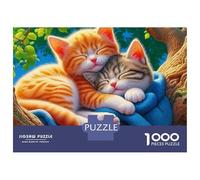 Cute Cat 1000 Piece Cozy Fabric Cuddle Thick Cardboard Puzzle Adults Beginners Indoor Leisure Rainy Day Activity 70x50cm/1000pcs