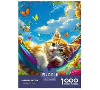 Cute Cat 1000 Piece Cute Animals Jigsaw Puzzle for Adults Educational Challenge for Challenging Family Activity Games Colorful Hard Puzzle for 70x50cm/1000pcs Family Decorations