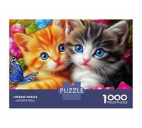 Cute Cat 1000 Piece Flower-filled Cuddle Smooth Cardboard Jigsaw Puzzle for Puzzle Enthusiasts Couples Quiet Time Hobby Indoor Leisure 70x50cm/1000pcs