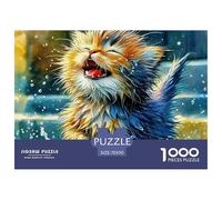 Cute Cat 1000-piece Jigsaw Puzzle with Poster -Fun at Home Activities, Birthday Present70x50cm/1000pcs