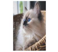 Cute Cat 1000 Piece Kids Wooden Jigsaw Puzzle | | Sustainable Puzzle for Adults | Premium 100% Recycled Board | （78×53cm）