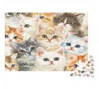 Cute Cat 1000 Piece Puzzle Games Premium & Durable for Adults Fun Puzzles for Creativity And Mindfulness Challenging Jigsaw Puzzles for Adults And Family for Stress Relief 1000pcs (75x50cm)