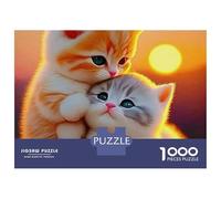 Cute Cat 1000 Piece Sunlit Cozy Cuddle Dust-Free Sturdy Cardboard Puzzle Advanced Puzzlers Birthday Present Indoor Hobby Rainy Day Fun 38x26cm/1000pcs