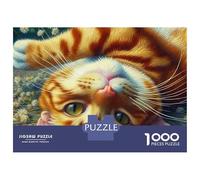 Cute Cat 1000 Piece Sunlit Sleepy Gaze Dust-Free Cardboard Puzzle Advanced Puzzlers Birthday Present Rainy Day Indoor Activity 52x38cm/1000pcs
