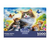 Cute Cat 1000 Pieces Jigsaw Puzzle for Adults - Educational Game Challenge, Kittens on A Colorful Tree for Wall Decoration 38x26cm/1000pcs