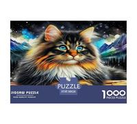 Cute Cat 1000 Pieces Puzzle for Home Wall Decor -Maine Coon Mountain Landscape Fun Present & Activity for Adults Kids Great Gift Idea38x26cm/1000pcs