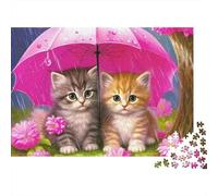 Cute Cat 1000 Pieces Puzzle ForAdults Kids Colorful Umbrella Cat Wall Decoration Educational Game for Men And Women Challenging Jigsaw Jigsaw Puzzles for Adults 70x50cm/1000pcs