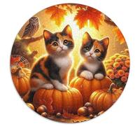 Cute Cat 1000 Pieces Round Jigsaw Puzzle Creative Seeking A Challenging And Relaxing Activity Games for Adults And Kids 1000pcs (67.5x67.5cm)