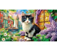 cute-cat 1000Pc Adult Jigsaws Puzzle Game Fun Present & Activity for Home Impossible Hard Difficult Educational Game Decompression 38x26/1000pcs