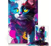 Cute Cat Abstract CMYK 1000 Piece Jigsaw Puzzles for Teenagers Jigsaw Mental Skill Clear Color Enjoyable Challenge Home Decor (50x75cm)
