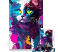 Cute Cat Abstract CMYK 1000 Pieces Jigsaws Adults Puzzles Gifts Anxiety Relief Snug Connection Fun Hobby Wall Display (38x52cm)