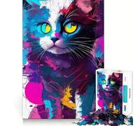 Cute Cat Abstract CMYK Jigsaws for Adults1000 Pieces Tension Relief Vivid Print Playful Challenge Perfect Decor (38x26cm)