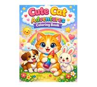 Cute Cat Adventures Coloring Book for Kids Ages 3-8: Fun & Easy Animal Coloring Pages with Adorable Cats, Friends & Creative Activities