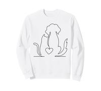 Cute Cat and Dog Cuddling for Pet Owners Kitty Puppy Lovers Sweatshirt