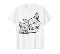 Cute Cat and Dog Cuddling for Pet Owners Kitty Puppy Lovers T-Shirt