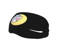 Cute Cat and Heart On The Moon Headbands Men Women Non Slip Wicking Sports Sweatband for Gym Basketball Yoga Hairbands
