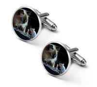 Cute Cat And Rat Playing Chess Fashion Cufflinks for Men Classic Shirts Cuff Links Set for Wedding Business 1.7cm