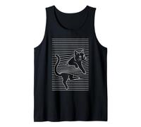 Cute Cat and Stripes Graphic Kitty Lover Tank Top