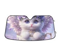 Cute Cat Angel Kitten Floral Car Sun Shade Windshield Front Windshield Sun Shade Keeps Your Vehicle Cool 53×23.5 inch