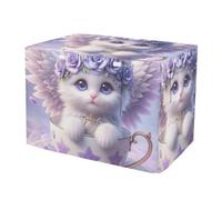 Cute Cat Angel Kitten Floral UV-Resistant Dog Crate Cover Universal Size Fit Pet Crate Cover with Roll-up Sides Medium
