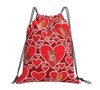 Cute Cat Animal Drawstring Backpack Unisex Drawstring Gym Bag Waterproof Sport Gym String Bag For Beach Hunting Holidays 39X46Cm