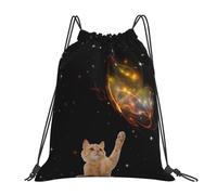Cute Cat Animal Sports Backpack String Waterproof Drawstring Pe Bags Stylish Draw String Back Bag For Shopping Hiking Yoga 39X46Cm