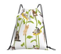 Cute Cat Animal Sports Backpack Waterproof Sports Drawstring Stylish Draw String Back Bag For Trainer Outside Women 39X46Cm