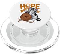 Cute Cat Appendix Cancer Awareness Orange Ribbon PopSockets PopGrip for MagSafe