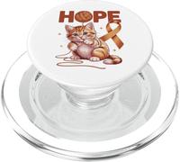 Cute Cat Appendix Cancer Awareness Orange Ribbon Support PopSockets PopGrip for MagSafe