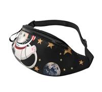 Cute cat Astronaut Printed Waist Bag with Headphone Jack, Personalized Bumbags Fanny Packs Unisex Running Hiking Crossbody Bags for Men Women