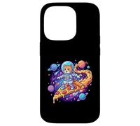 Cute Cat Astronaut Surfing Pizza Space Case for iPhone 14 Pro