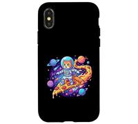 Cute Cat Astronaut Surfing Pizza Space Case for iPhone X/XS