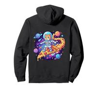 Cute Cat Astronaut Surfing Pizza Space Pullover Hoodie