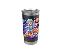 Cute Cat Astronaut Surfing Pizza Space Stainless Steel Insulated Tumbler