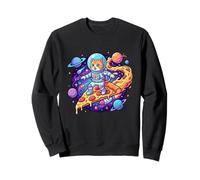 Cute Cat Astronaut Surfing Pizza Space Sweatshirt