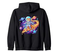 Cute Cat Astronaut Surfing Pizza Space Zip Hoodie