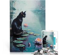 Cute Cat at a Pondteenagers 1000 Pieces Puzzle Brain intelligence challenge addictive toys Artists Collection, Fine Art 38x26cm