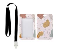 Cute Cat Badge Holder with Black Lanyard, Name Tag Holder, Vertical Cards Protector for School, Vertical Name Badges Protector for Teacher, Bus Driver Accessories Delivery Driver Accessories