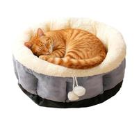 Cute Cat Bed - 16In Plush Round Pet Nest | Washable Warm Dog Bed | With Soft Cushion For Small Pets, Kittens, Puppies | Anti-Slip Calming Bedd For Living Room, Home Decor, Winter, Christmas