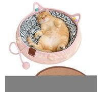 Cute Cat Bed - 35×35×13cm Washable Anti Slip Cat Bed With Cushion Pillow, Hand Woven Pet Bedsa With Toy Ball For Kitten Puppies, All Season Sleeping Pad Indoor Home