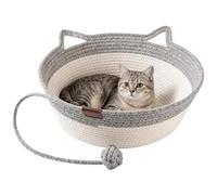 Cute Cat Bed - Cotton Rope Boho Scratching Pet Supplies | Bohemian Round Woven Nest | Small Medium Kitten Puppy Home Decor Indoor Outdoor Garden Yard Patio