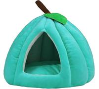 Cute Cat Bed for Indoor Cats, Pumpkin Style Cat Cave Bed, Semi-Closed Pet Bed, Soft Warm Nest for Indoor, Non-Slip Base, Private Retreat, 38 x 38 x 32 cm (Blue)
