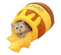 Cute Cat Bed Semi-Closed Honey Pot Pet Tent Bed, Washable Semi-Forgotten Cat Tent with Removable Cushion, Pet Cave Halloween Bed for Kittens, Rabbits, Guinea Pigs
