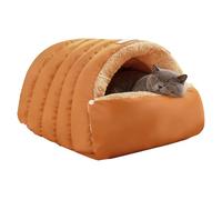 Cute Cat Bed - Soft Semi-Enclosed House Plush Kitten Sleeping Cave Cozy Pet Bed | Comfortable Sleeping Place for Kittens, Puppies, Indoor, Outdoor, Estate Room