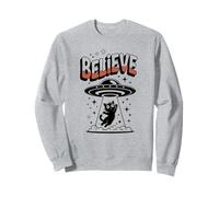 Cute Cat BELIEVE Alien Space Abduction Dad My Pawsitive Meme Sweatshirt