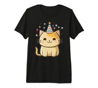 Cute Cat Birthday Party Kawaii Feline Celebration Kitty Premium T-Shirt